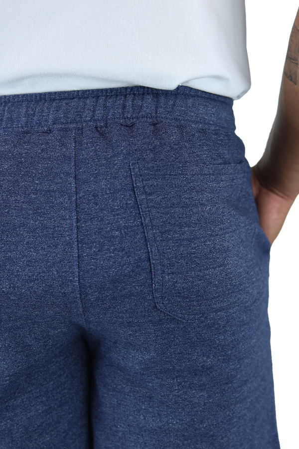 Shorts Para Gym Azul Marino Jaspe De Algodón Cordón Ajustable Hombre