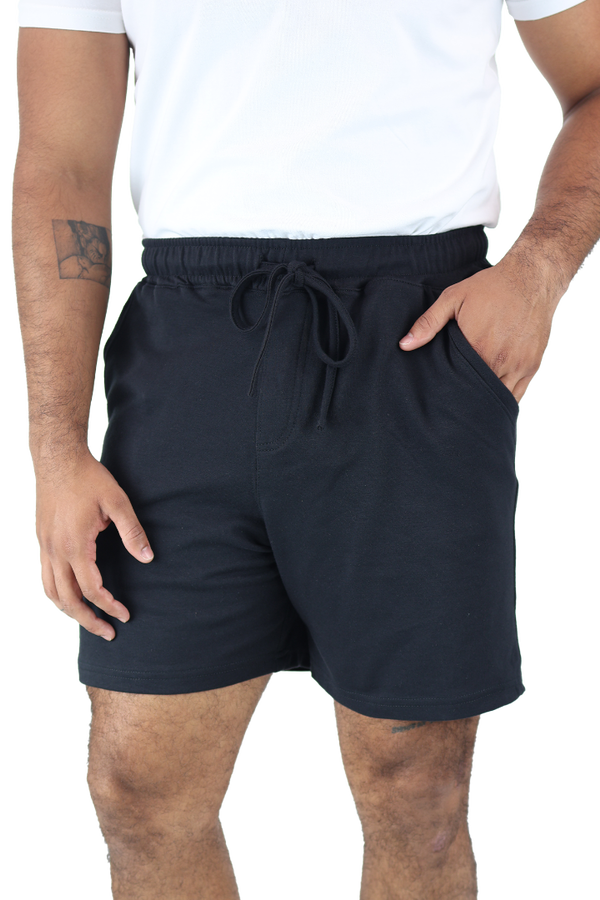 Short Negro De Algodón Con Bolsas y Cordón Ajustable Para Caballero