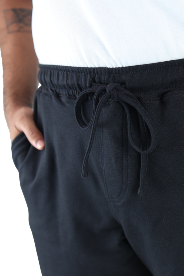 Short Negro De Algodón Con Bolsas y Cordón Ajustable Para Caballero