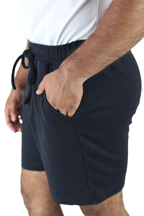 Short Negro De Algodón Con Bolsas y Cordón Ajustable Para Caballero