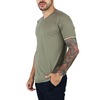 Camisa Slim Fit Manga Corta Cuello Redondo Verde Olivo Jaspe Hombre