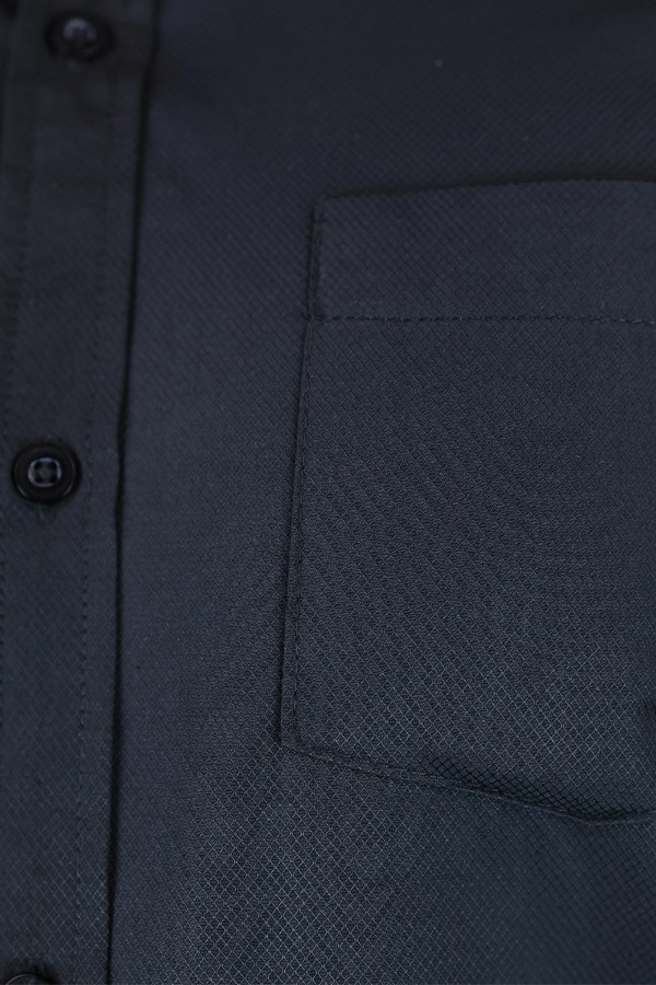 Camisa Manga Corta Color Negro Corte Regular Con Textura Para Hombre