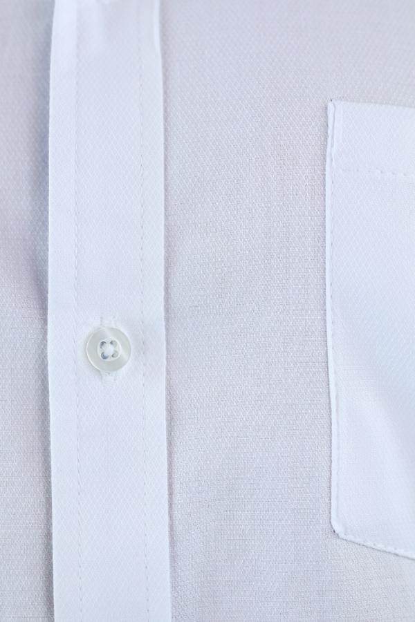 Camisa Blanca Slim Fit Manga Corta Cuello Down Con Bolsa Para Caballero