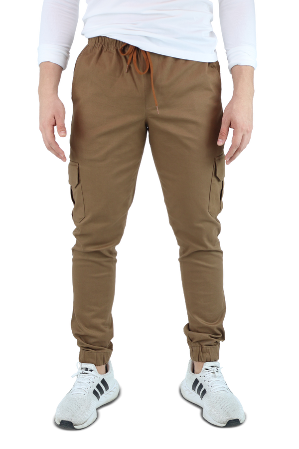 Joggers Con Cordón Ajustable Color Camel Con Bolsas Para Caballero