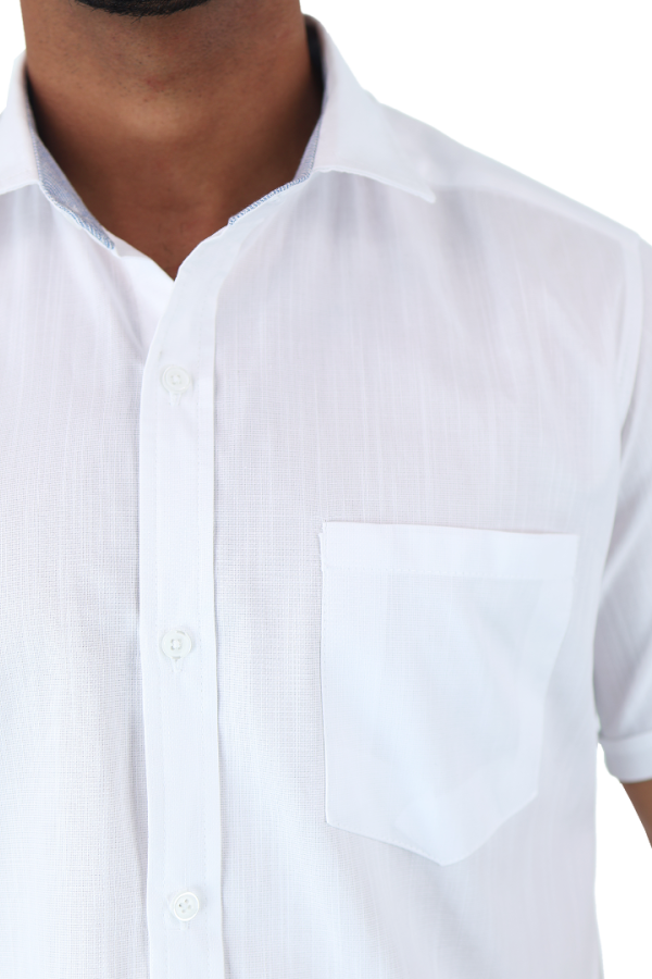 Camisa De Vestir Color Blanco Manga Corta Slim Fit Para Caballero