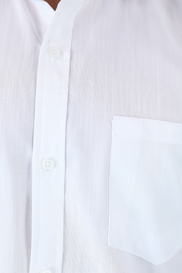Camisa De Vestir Color Blanco Manga Corta Slim Fit Para Caballero
