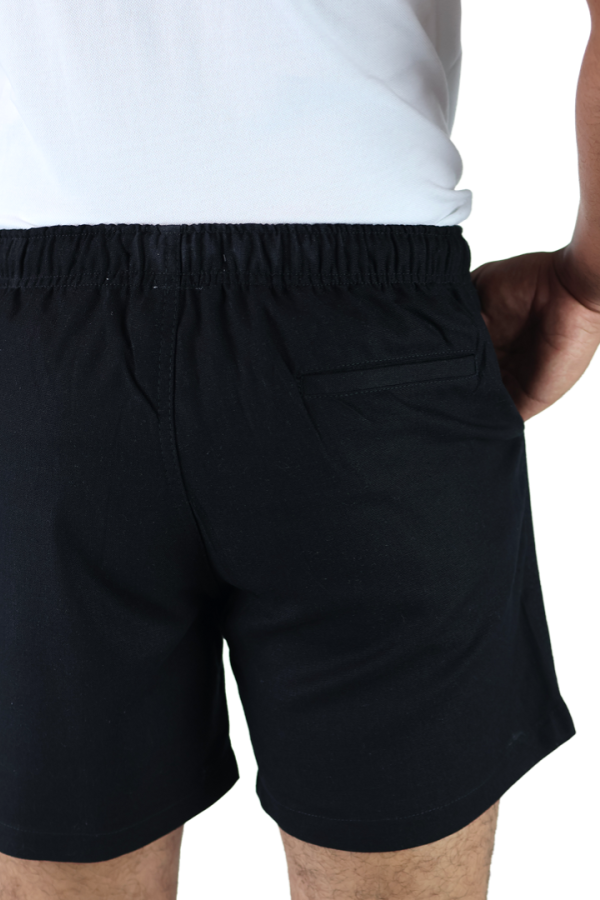 Short Negro Con Bolsillos Jareta Falsa Cintura Ajustable Para Caballero