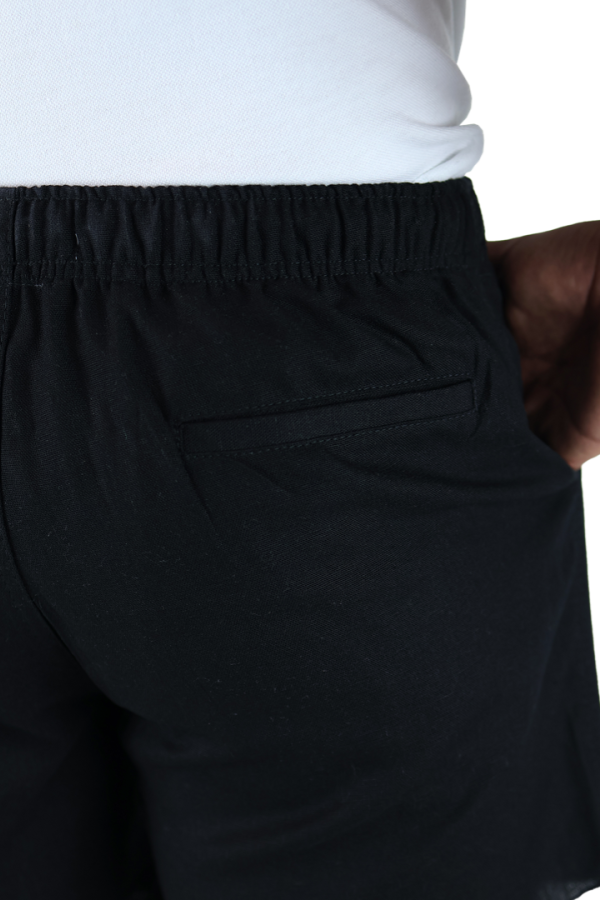 Short Negro Con Bolsillos Jareta Falsa Cintura Ajustable Para Caballero