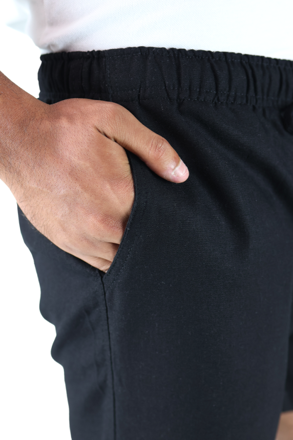 Short Negro Con Bolsillos Jareta Falsa Cintura Ajustable Para Caballero