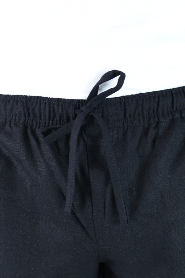 Short Negro Con Bolsillos Jareta Falsa Cintura Ajustable Para Caballero
