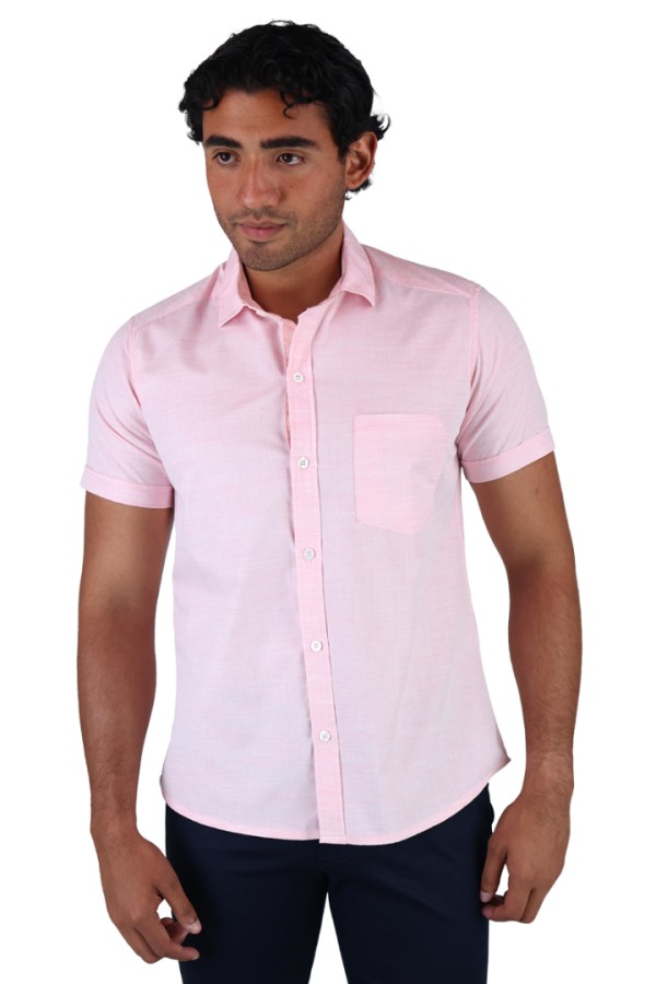Camisa Con Bolsa Y Aditamento Para Bolígrafo Manga Corta Rosa Para Hombre