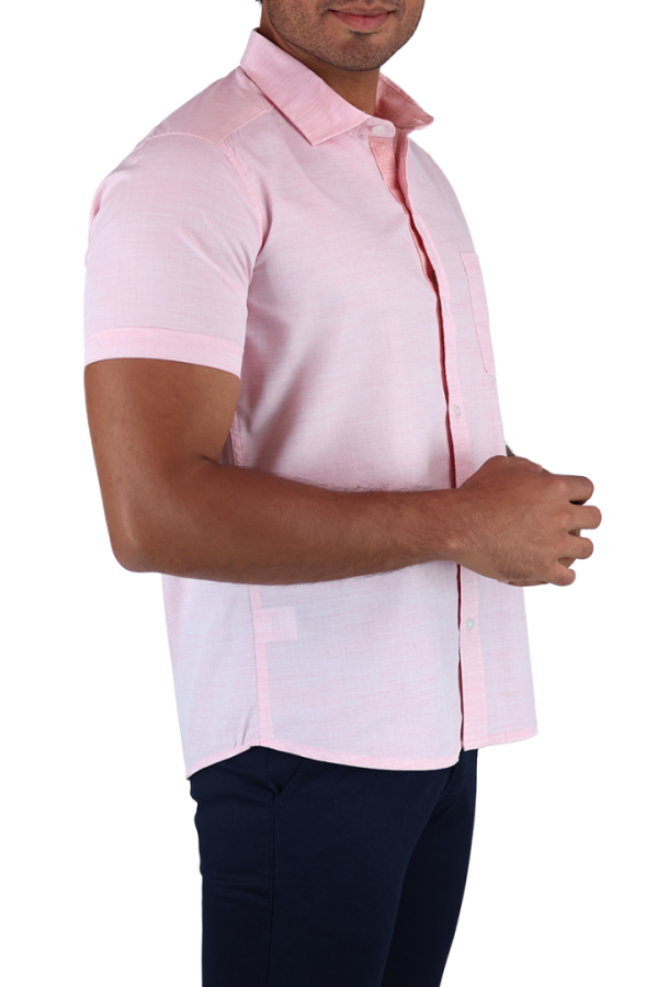 Camisa Con Bolsa Y Aditamento Para Bolígrafo Manga Corta Rosa Para Hombre