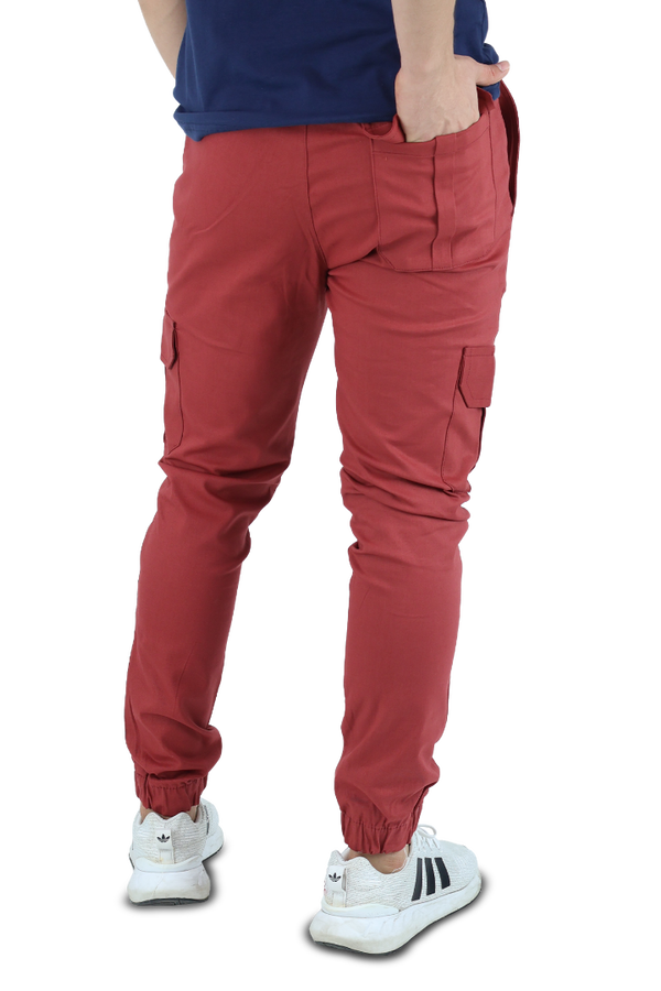 Pantalón Tipo Jogger Color Shedrón Con Bolsas Para Hombre