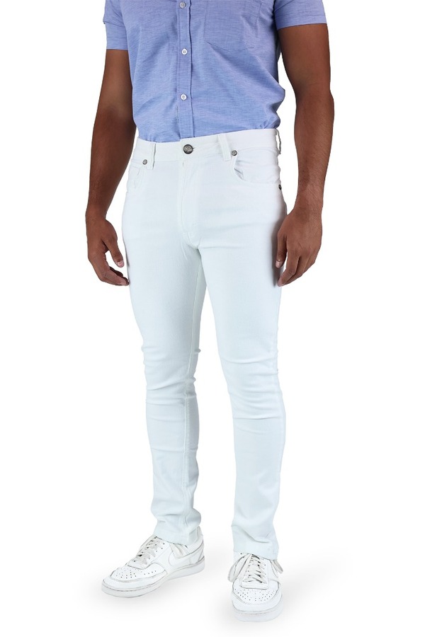Pantalón De Mezclilla Blanco Slim Fit Stretch Con Bolsas Para Caballero