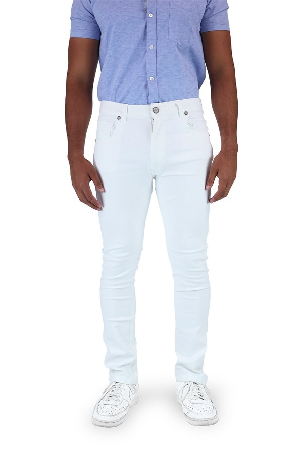 Pantalón De Mezclilla Blanco Slim Fit Stretch Con Bolsas Para Caballero